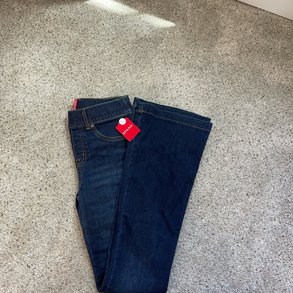 SPANX Blue Flare Wide Leg Jeans